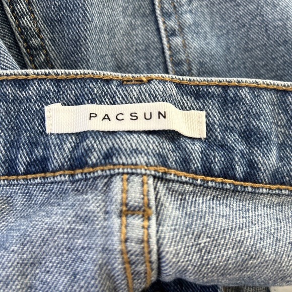 Pacsun Button Fly Distressed Ripped Baggy Jeans Sz 28 Wide Leg Women Raw Hem NWT - Picture 3 of 10